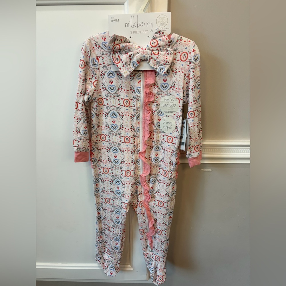 Swan hearts Milkberry pjs 6-9m